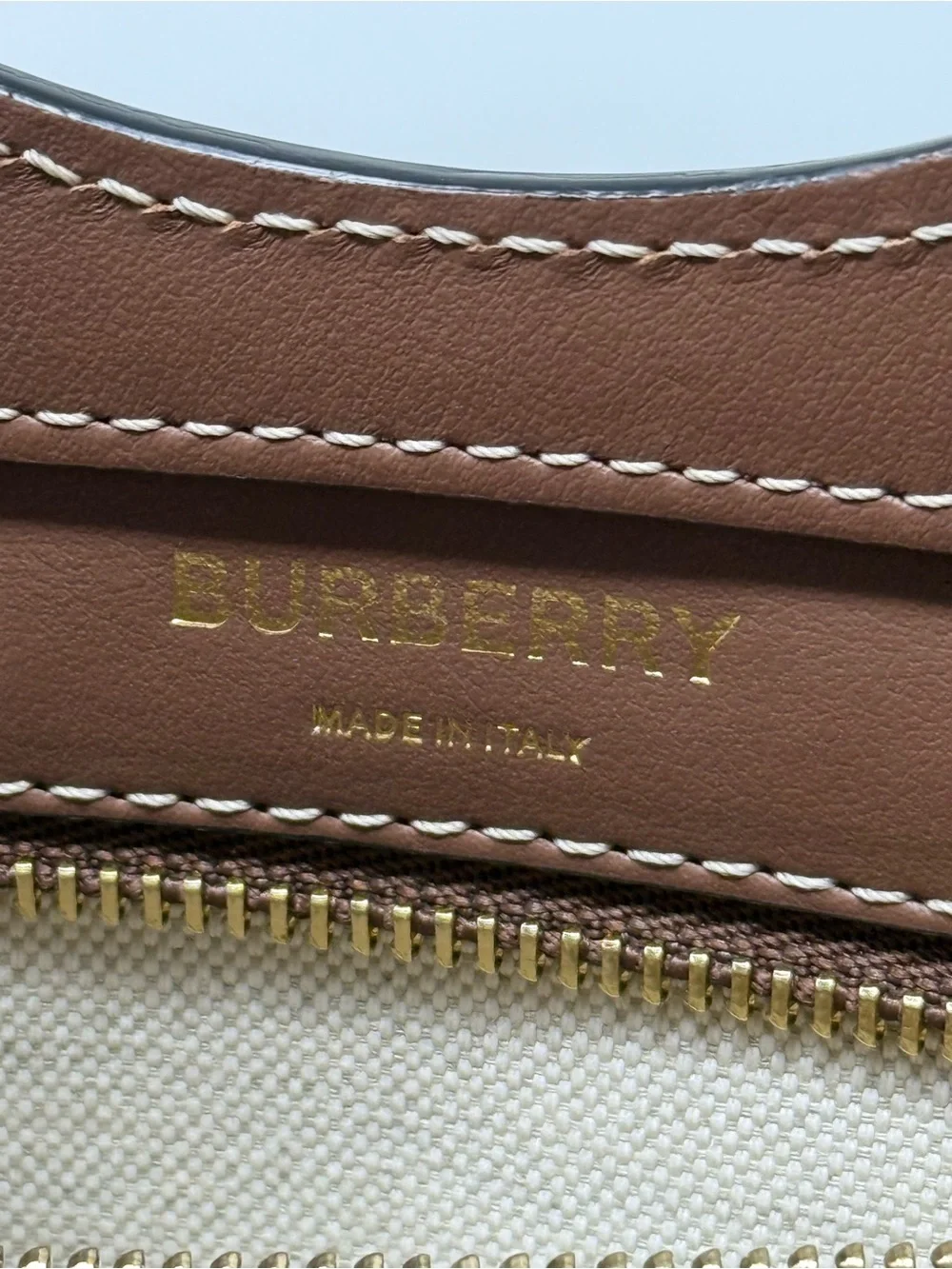 Burberry Mini Two-Tone Canvas and Leather Pocket Bag - Cream and Brown